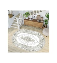 Eliana Home Baskılı, Yıkanabilir Kaymaz Taban Oval Halı LNA7211-HK128 100x150 cm (Krem)