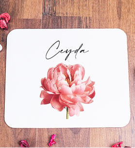 Kişiye Özel Pembe Çiçekli İsme Özel Mouse Pad