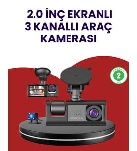 Üç Kameralı Araç Kamerası  Full Hd 1080p Ön + Hd İç/arka