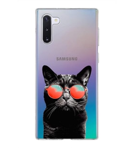 PrintiFy Samsung Galaxy Note 10 ile Uyumlu 1mm Slim Fit Kedi 3 050d Baskılı Şeffaf  Kılıf