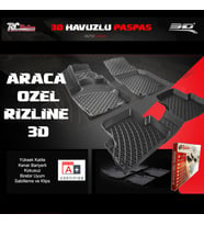 Rizline Audi A4 B8 2008-2015 3D Havuzlu  Paspas (Siyah - Beyaz)