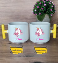 Unicorn Kupa Bardak T Sarı Kulplu Kız Çocuğuna Arkadaşa Sevgiliye Doğum Günü Hediyesi