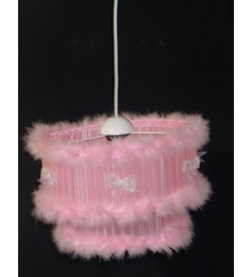 Pembe tüylü fiyonklu kız çocuk odası bebek odası avizesi