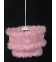 Pembe tüylü fiyonklu kız çocuk odası bebek odası avizesi
