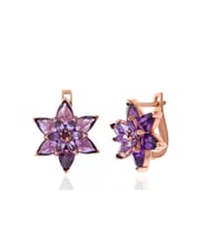 Gümüş Rose Mor Lotus Çiçeği Kadın Küpe CSR2184863