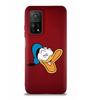 Xiaomi Mi 10T Pro Soft Premier Kapak Donald Duck-E Tasarımlı Silikon Kılıf - Mürdüm (Şeffaf)