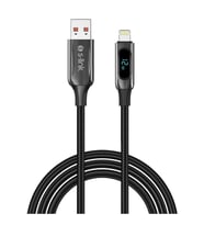 S-link Armor LED UL-012 12W 1m USB to Lightning PD Örgülü LED Başlıklı Siyah Hızlı Şarj Kablosu