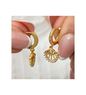 Gümüş Sallantılı Gold Göz Kadın Küpe CSR2185727