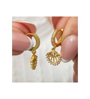 Gümüş Sallantılı Gold Göz Kadın Küpe CSR2185727