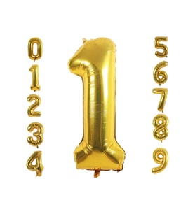 1 Yaş Rakam Gold Folyo Balon 34" Inc 76 cm