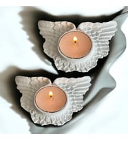 İkili Kanat Model Dekoratif Tealight Mumluk (Beyaz)