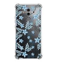PrintiFy Huawei Mate 10 Pro Uyumlu Köşe Korumalı Floral Mavi Tasarımlı Şeffaf Silikon Kılıf