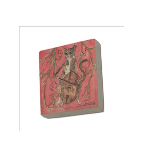 Çello Çalan Kedi Baskılı Taş Magnet 5X5