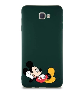 Samsung Galaxy J7 Prime Soft Premier Kapak Mickey Mouse-F Tasarımlı Silikon Kılıf - Yeşil (Şeffaf)