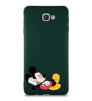 Samsung Galaxy J7 Prime Soft Premier Kapak Mickey Mouse-F Tasarımlı Silikon Kılıf - Yeşil (Şeffaf)
