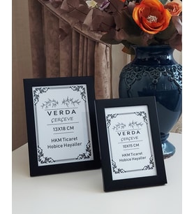 2 Li Çerçeve 10x15 cm ve 13x18 Cm Siyah Fotoğraf Çerçevesi! Ahşap Ayaklı Pvc Camlı Dekoratif Çerçeve!