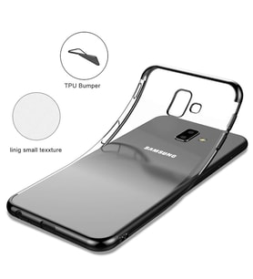 Samsung Galaxy J6 Plus İnce Köşeleri Renkli Şeffaf Kaliteli Kılıf (Siyah)