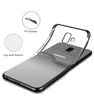 Samsung Galaxy J6 Plus İnce Köşeleri Renkli Şeffaf Kaliteli Kılıf (Siyah)