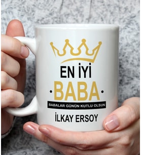 Babalar Günü Kişiye Özel Kupa Bardak - En İyi Baba 2 Kupa Tasarımı