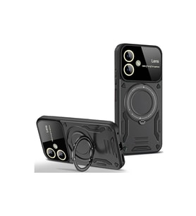 Samsung Galaxy A06 Kılıf Joy Lens Standlı Kapak - Siyah