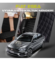 Fiat Egea Siyah Renk Tay Tüyü Cepli & Terletmez Sırtlı Oto Koltuk Minder Seti - Koltuk Koruma Kılıfı (ÖN & ARKA TAM SET)