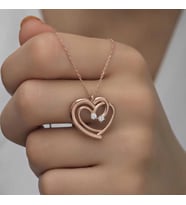 Gümüş Rose Birleşmiş Kalpler Kadın Kolye