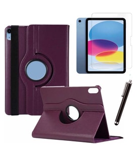 Apple iPad 10. Nesil / iPad A16 Uyumlu 10,9 inç Tablet Kılıfı Cam Kalem Set (Mor)