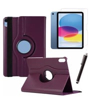 Apple iPad 10. Nesil / iPad A16 Uyumlu 10,9 inç Tablet Kılıfı Cam Kalem Set (Mor)