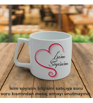 Kalpli İsim Baskılı Kupa Bardak
