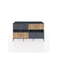 Kronos Konsol 5 Raflı 4 Çekmeceli 4 Kapaklı 176x59x99 Antrasit-Çam/Antrasit