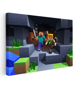 Kanvas Tablo Maden Keşfi Minecraft Tablosu Ev Ofis Salon Duvar Dekoru