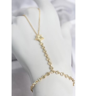 Gold Renk Pirinç Lazerli Yıldız Model Zirkon Taşlı Şahmeran