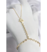 Gold Renk Pirinç Lazerli Yıldız Model Zirkon Taşlı Şahmeran