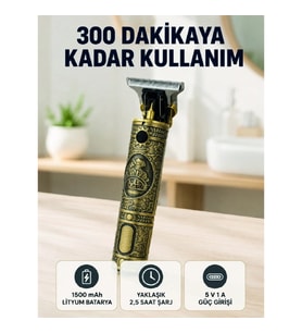 Mey İthalat® Kablosuz Saç Sakal Kesme Makinesi T Tipi Metal Bıçaklı 3 Kademeli Taraklı