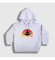 Presmono Unisex Çocuk Beyaz Good Vibes Only Hediye Yoga Kapüşonlu Sweatshirt 509011tt