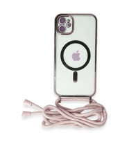 Mey İthalat® iPhone 11 Kılıf Divo Lazer Askılı Magsafe Kapak - Pembe