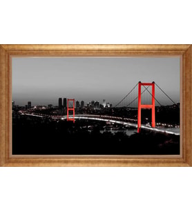 Çerçeveli Paspartulu Manzara Tablo bm1365 (Gold)