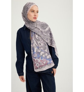 Schaless Sonsuz Aşk - Vizon - Efilia Desenli Şal - 70x190 Cm (Lila)