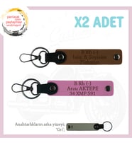 Motosiklet Aşıkları İçin, İsim Plaka ve B (-) Kan Grubu Yazılı Kişisel x2 Anahtarlık, Kahve-Pembe-Gr