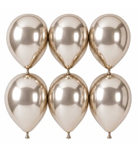 Beyaz Altın Renk Lateks krom Balon (30 cm) - 6 Adet