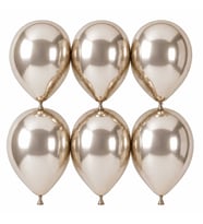 Beyaz Altın Renk Lateks krom Balon (30 cm) - 6 Adet