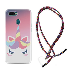 Oppo A5S A15 A16 A54 A55 A73 A74 Kılıf Boyun Asklı Rasta Silikon Sweety Unicorn 1737