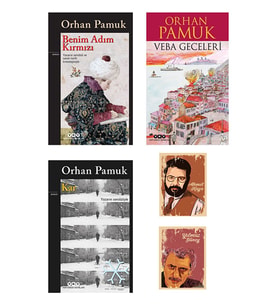 Orhan Pamuk Kitapları - Benim Adım Kırmızı - Veba Geceleri - Kar Romanı Not Defterli özel seti (Renksiz)