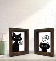 Bk Gift Banyo Dekoratif 2'li Doğal Masif Ahşap Çerçeve 15x20cm-8 (Beyaz)