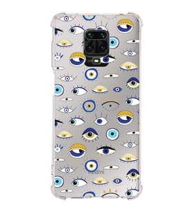 PrintiFy Xiaomi Redmi Note 9 Pro Uyumlu Nazar Boncuğu 2 Baskılı Şeffaf Köşe Korumalı Antişok Kılıf