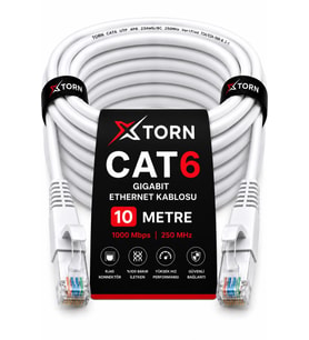 TORN CAT6 Ethernet Kablosu 10 Metre RJ45 LAN İnternet Modem Router Bilgisayar Kablosu