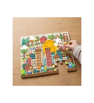 Renkli Şehir Tasarımlı 24 Parça Ahşap Çocuk Puzzle MPK0299
