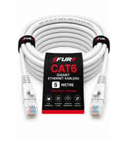 FURY CAT6 Ethernet Kablosu 5 Metre RJ45 LAN İnternet Modem Router Bilgisayar Kablosu