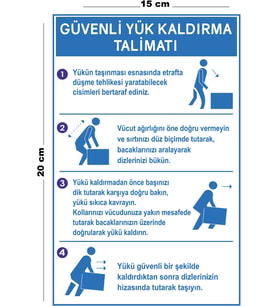 Metal Güvenli Yük Kaldırma Talimatı 15 Cm x 20 Cm Uyarı Levhası Yönlendirme Tabelası