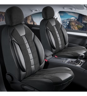 Renault Megane 2 Station Wagon Uyumlu Lüx Deri Detaylı Keten Oto Koltuk Kılıfı Ön Arka Takım Vista Serisi DARK SİYAH